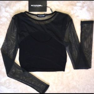 PrettyLittleThing black crop top. BRAND NEW.